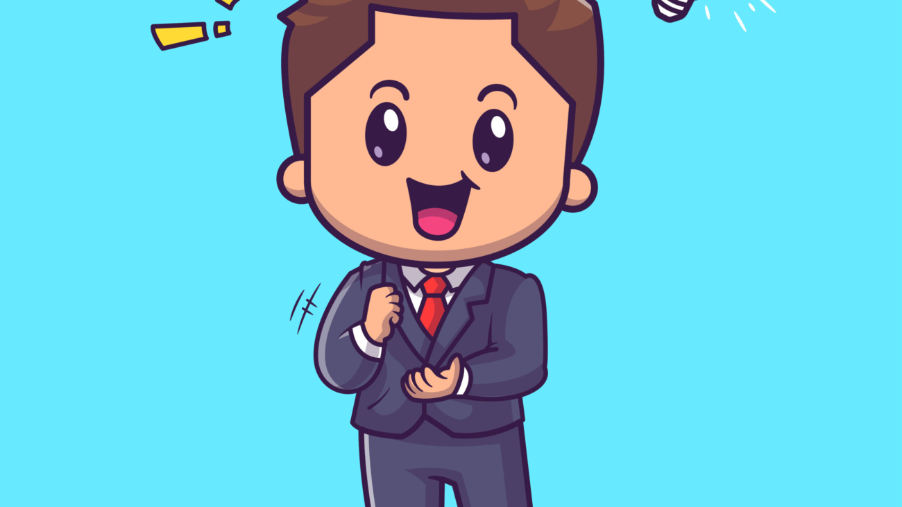 Cute Man Get An Idea Cartoon Vector Icon Illustration. People Business Icon Concept Isolated Premium Vector. Flat Cartoon Style